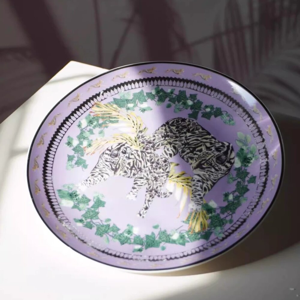 Brand New CB2 Lavender Tiger Dessert Plate Discontinued Housewarming Gift